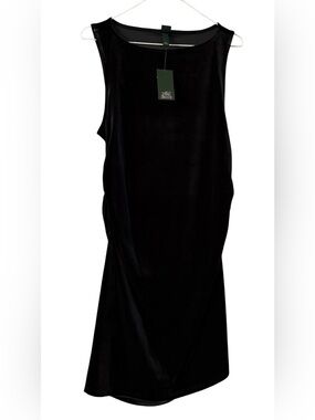 NWT-Large Whimsical fairy Y2K Black 
Ruched sides Sleeveless Velvet Dress